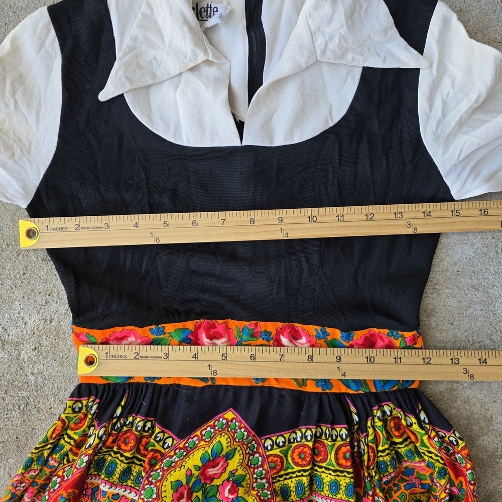 Vintage 70s Carlette Union Made Boho Floral Maxi Dress - Picture 11 of 13